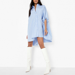 One Size Fit All Striped Casual Loose Shirt Dress