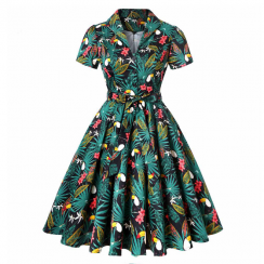 1950s 60s Plus Size Floral Retro Shirt Dress 