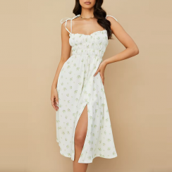 2 Pks Print Midi Square Neck Slip Floral Dress